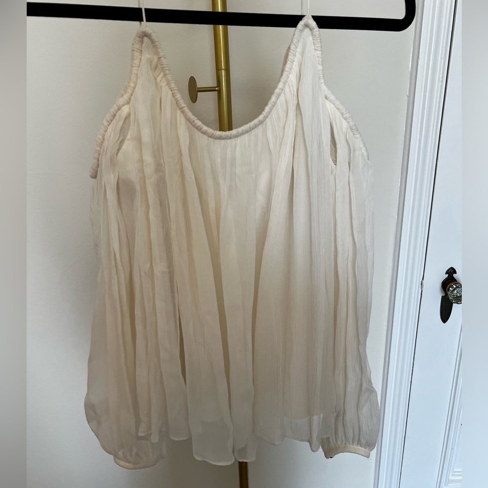 Elizabeth and jame white blouse with shoulder cut outs. Small.